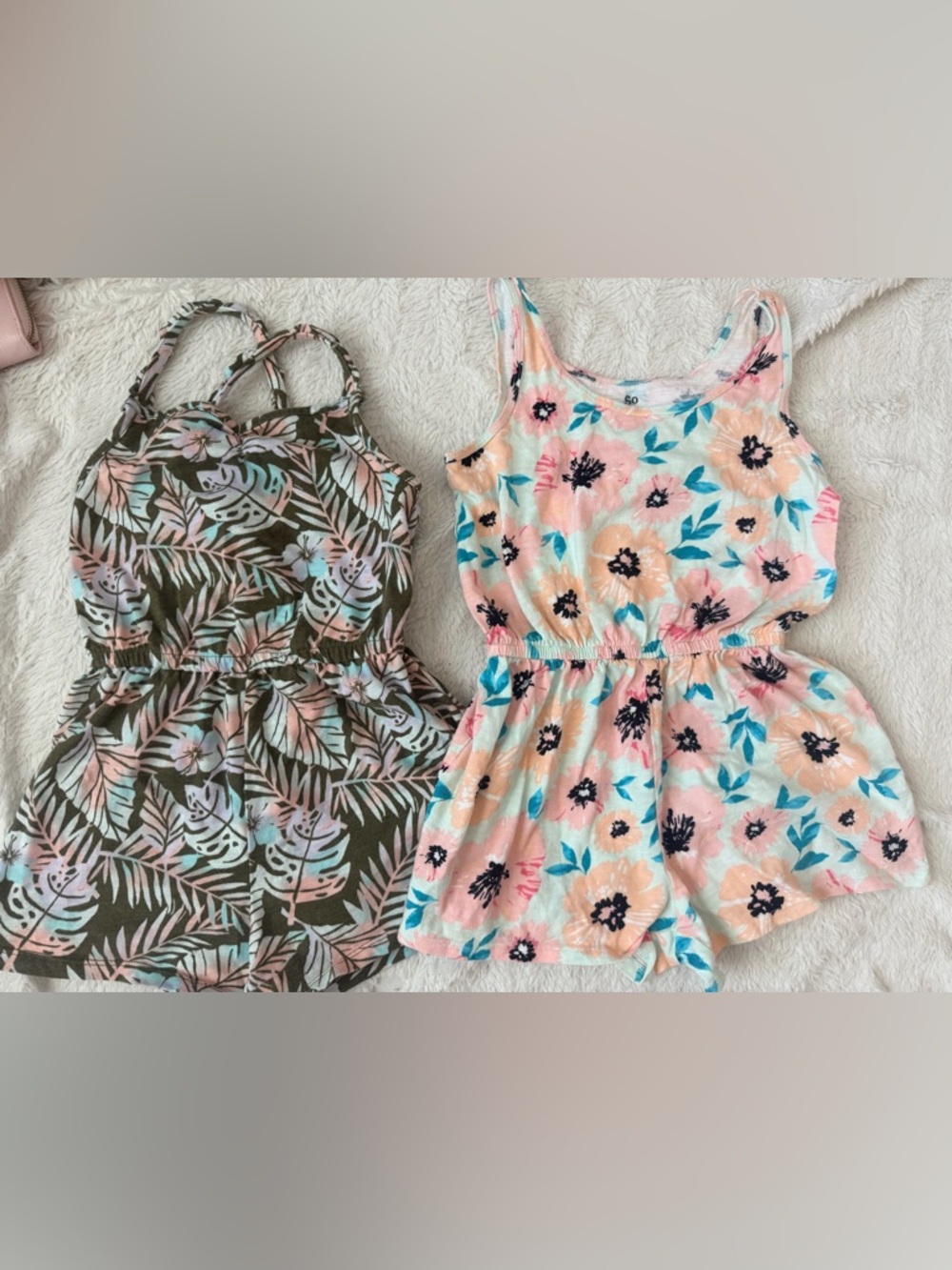 SO Girls Romper Bundle Size 7 Palm Leaves Floral